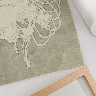 Stampa su tela raffigurante il teschio di Hokusai con gabbia toracica, opera d'arte originale di pubblico dominio dal Rijksmuseum