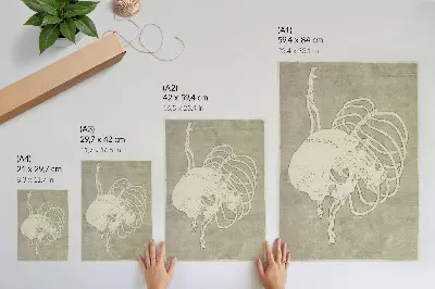 Stampa su tela raffigurante il teschio di Hokusai con gabbia toracica, opera d'arte originale di pubblico dominio dal Rijksmuseum
