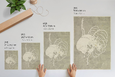 Stampa su tela Teschio di Hokusai con costole e gabbia toracica macabra. Dipinto originale di pubblico dominio proveniente dal Rijksmuseum.