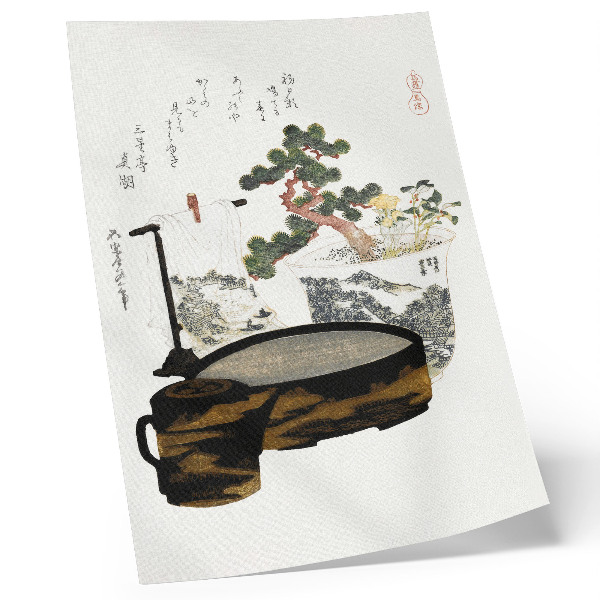 Foto su tela Tavolo da tè di Katsushiki Hokusai (1822) - xilografia giapponese vintage
