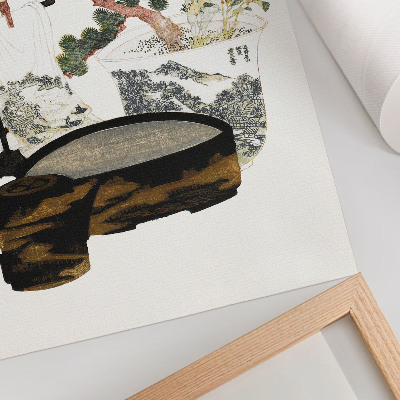 Foto su tela Tavolo da tè di Katsushiki Hokusai (1822) - xilografia giapponese vintage
