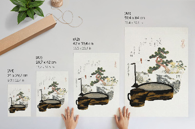 Foto su tela Tavolo da tè di Katsushiki Hokusai (1822) - xilografia giapponese vintage