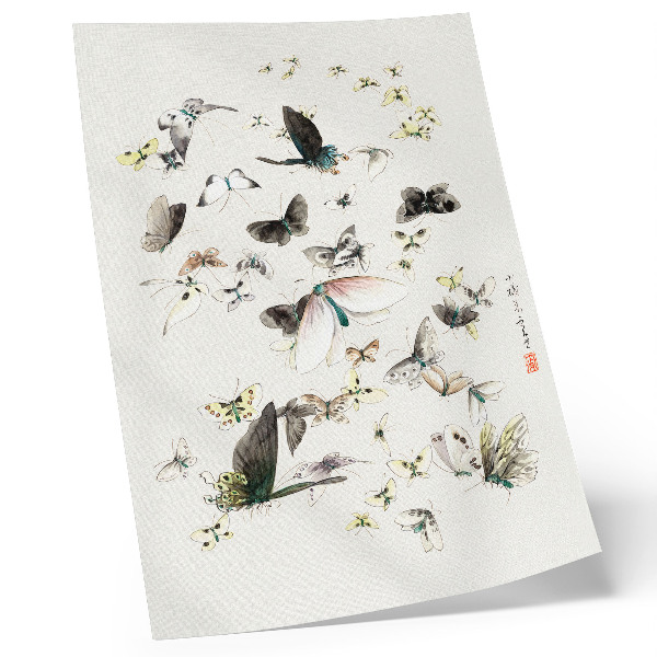 Foto su tela Farfalle e falene di Hokusai (1830-1850)