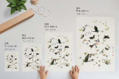 Foto su tela Farfalle e falene di Hokusai (1830-1850)
