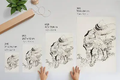 Poster La tigre giapponese di Hokusai dall'album di schizzi (1760-1849)