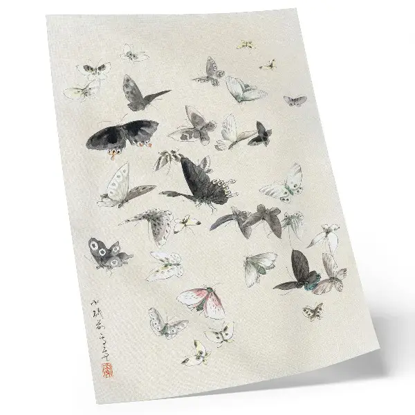 Le farfalle e le falene di Hokusai stampa su tela