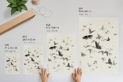 Stampa su tela Le farfalle e le falene di Hokusai