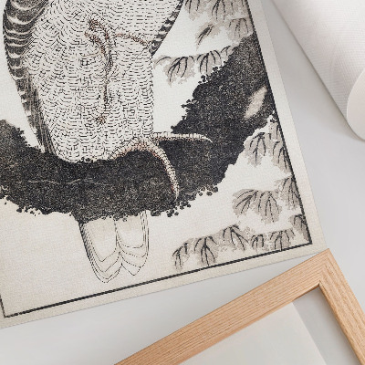 Stampa su tela Uccello dall'Album di schizzi (1814) di Katsushika Hokusai, xilografia giapponese d'epoca