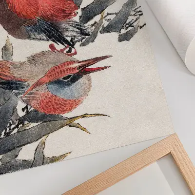 Foto su tela Uccelli dall'album di schizzi del 1814 di Katsushika Hokusai, stampa xilografica giapponese d'epoca