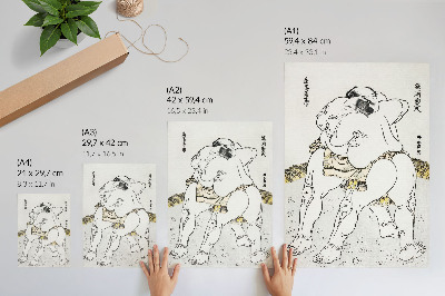 Stampa su tela Lottatori di sumo di Katsushiki Hokusai (1760–1849), xilografia giapponese vintage