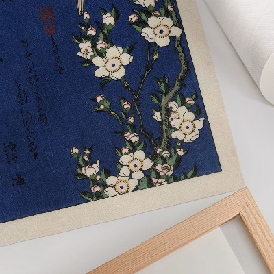 Poster Katsushika Hokusai (1760-1849), Pettirosso su un ramo di ciliegio in fiore