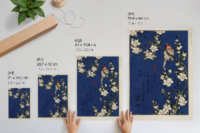 Poster Katsushika Hokusai (1760-1849), Pettirosso su un ramo di ciliegio in fiore