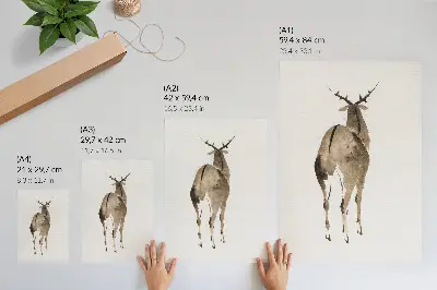 Stampa su tela illustrazione vintage del cervo di Katsushiki Hokusai del 1904