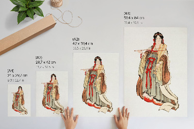 Foto su tela Benten (Dea dell'Amore) (XVIII-XIX secolo), illustrazione di una donna giapponese dell'età della pietra realizzata da Katsushika Hokusai.