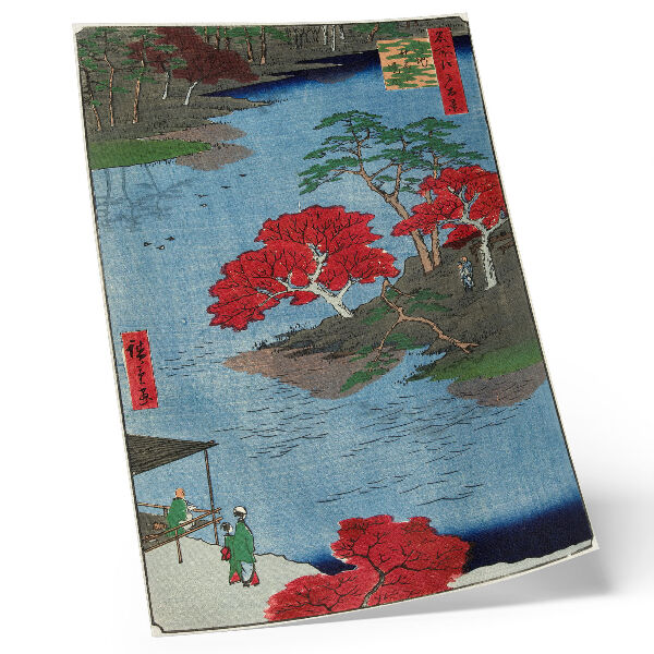 Poster Autunno al tempio Akiba a Ukiji (1857), stampe giapponesi antiche di Utagawa Hiroshige