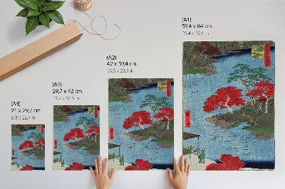 Poster Autunno al tempio Akiba a Ukiji (1857), stampe giapponesi antiche di Utagawa Hiroshige