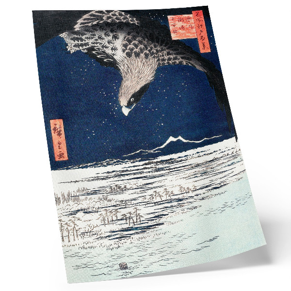Foto su tela Falco giapponese (1857) Ukiyo-e vintage di Utagawa Hiroshige