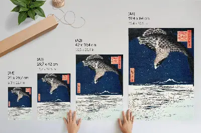 Foto su tela stampa vintage Ukiyo-e Falco giapponese di Utagawa Hiroshige del 1857