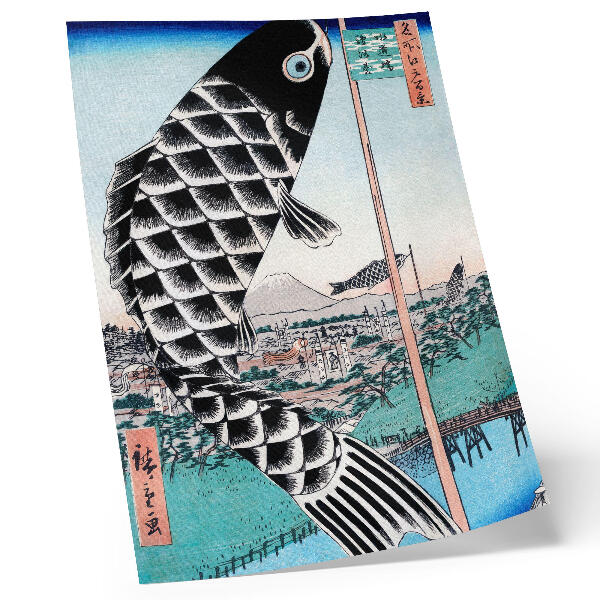 Foto su tela Il ponte Suidobashi e Surugadai di Utagawa Hiroshige (1857)