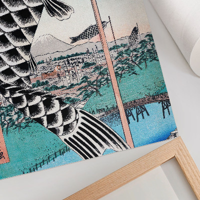 Foto su tela Il ponte Suidobashi e Surugadai di Utagawa Hiroshige (1857)