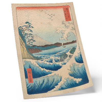 Stampa su tela Una grande onda sulla spiaggia di Satta a Suruga, dalla serie Trentasei vedute del Fuji (Fuji Sanjuroku Kei) di Utagawa Kuniyos