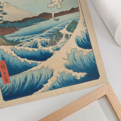 Stampa su tela Una grande onda sulla spiaggia di Satta a Suruga, dalla serie Trentasei vedute del Fuji (Fuji Sanjuroku Kei) di Utagawa Kuniyos