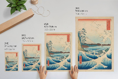 Stampa su tela Una grande onda sulla spiaggia di Satta a Suruga, dalla serie Trentasei vedute del Fuji (Fuji Sanjuroku Kei) di Utagawa Kuniyos