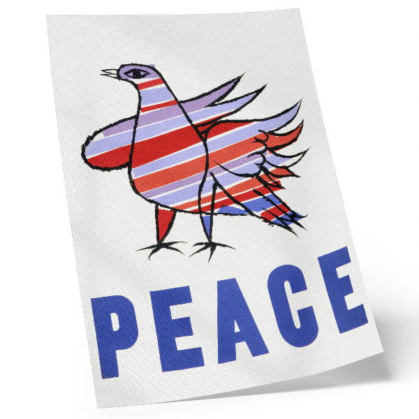 Stampa su tela McCarthy Peace (1968) con uccello di Ben Shahn