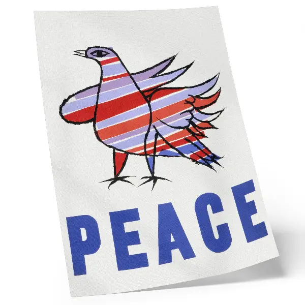 Stampa su tela riproduzione dell'opera McCarthy Peace (1968) con uccello di Ben Shahn