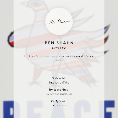 Stampa su tela McCarthy Peace (1968) con uccello di Ben Shahn