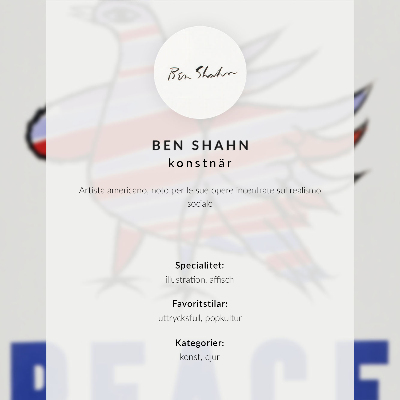 Stampa su tela McCarthy Peace (1968) con uccello di Ben Shahn
