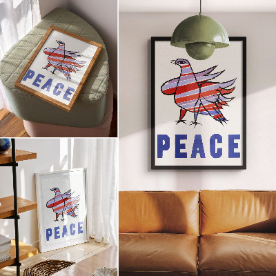 Stampa su tela McCarthy Peace (1968) con uccello di Ben Shahn