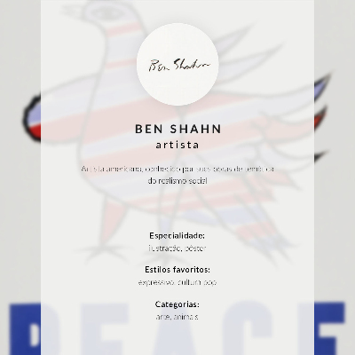 Stampa su tela McCarthy Peace (1968) con uccello di Ben Shahn