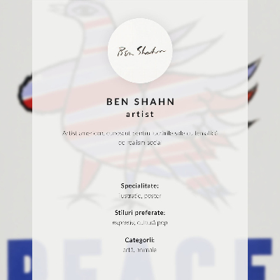 Stampa su tela McCarthy Peace (1968) con uccello di Ben Shahn