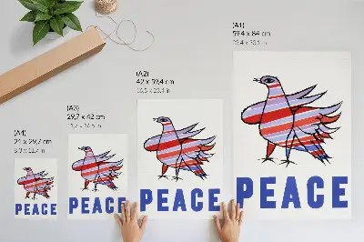 Stampa su tela riproduzione dell'opera McCarthy Peace (1968) con uccello di Ben Shahn