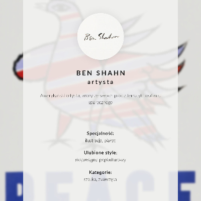 Stampa su tela McCarthy Peace (1968) con uccello di Ben Shahn
