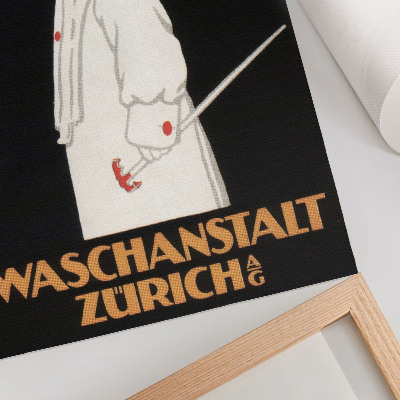 Stampa su tela Waschanstalt Zurich (1905), storico manifesto pubblicitario di Robert Hardmeyer