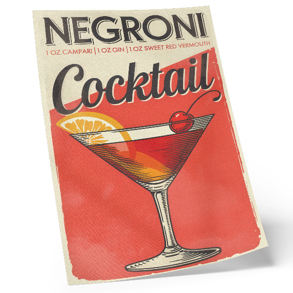 Stampa su tela Cocktail Negroni con limone e ciliegia