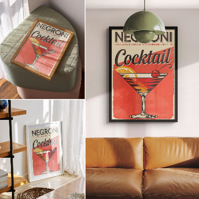 Stampa su tela Cocktail Negroni con limone e ciliegia