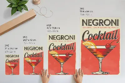 Stampa su tela raffigurante cocktail Negroni con limone e ciliegia