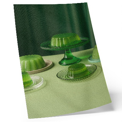 Foto su tela Gelatine verdi su piatti diversi