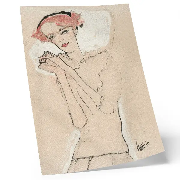 Stampa su tela ritratto di donna del 1910 di Egon Schiele tratto dalla collezione del MET Museum