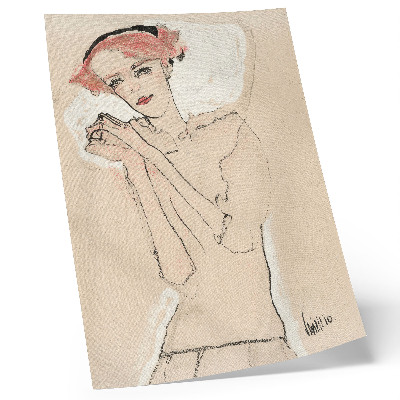 Stampa su tela Ritratto di donna (1910) di Egon Schiele – un disegno a tratto femminile proveniente dalla collezione del MET Museum.
