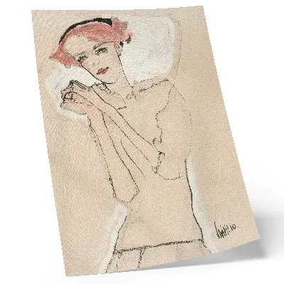 Stampa su tela ritratto di donna del 1910 di Egon Schiele tratto dalla collezione del MET Museum