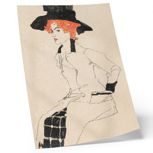 Foto su tela Ritratto di donna (1910) di Egon Schiele – un disegno a tratto femminile proveniente dalla collezione del MET Museum.