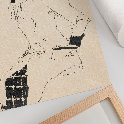 Foto su tela Ritratto di donna (1910) di Egon Schiele – un disegno a tratto femminile proveniente dalla collezione del MET Museum.