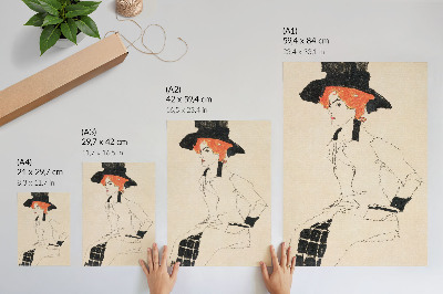 Foto su tela Ritratto di donna (1910) di Egon Schiele – un disegno a tratto femminile proveniente dalla collezione del MET Museum.