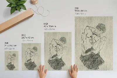 Poster di un disegno a linea femminile di Egon Schiele tratto dall'Opera grafica del 1971 della collezione del MET