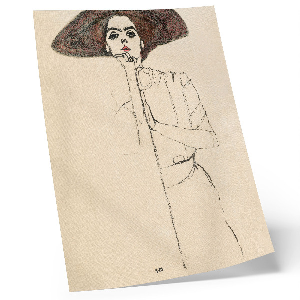 Stampa su tela Ritratto di donna (1910) di Egon Schiele – un disegno a tratto femminile proveniente dalla collezione del MET Museum.