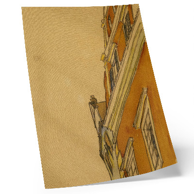 Foto su tela Vista frontale dell'edificio (casa a Krumau) (1910) di Egon Schiele